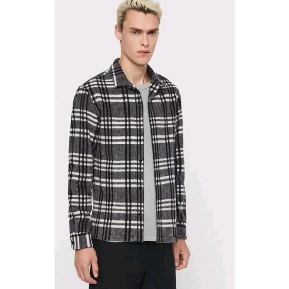 All Saints Other - All Saints Men's Zenith Plaid Flannel Overshirt Shirt Shacket White Size XL EUC!